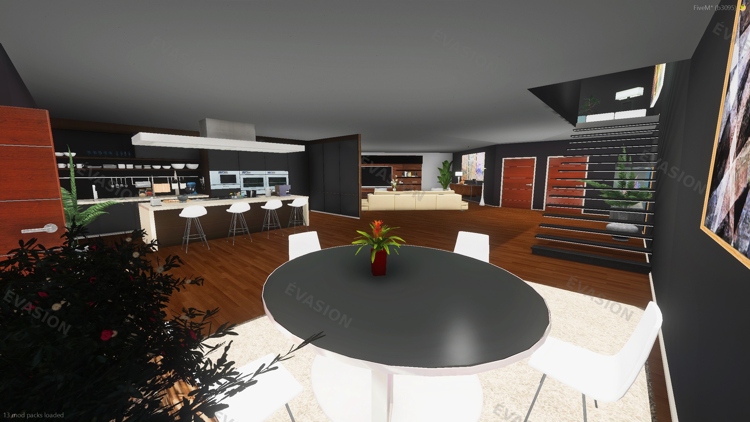 Loft Noir — Salle à Manger et Cuisine