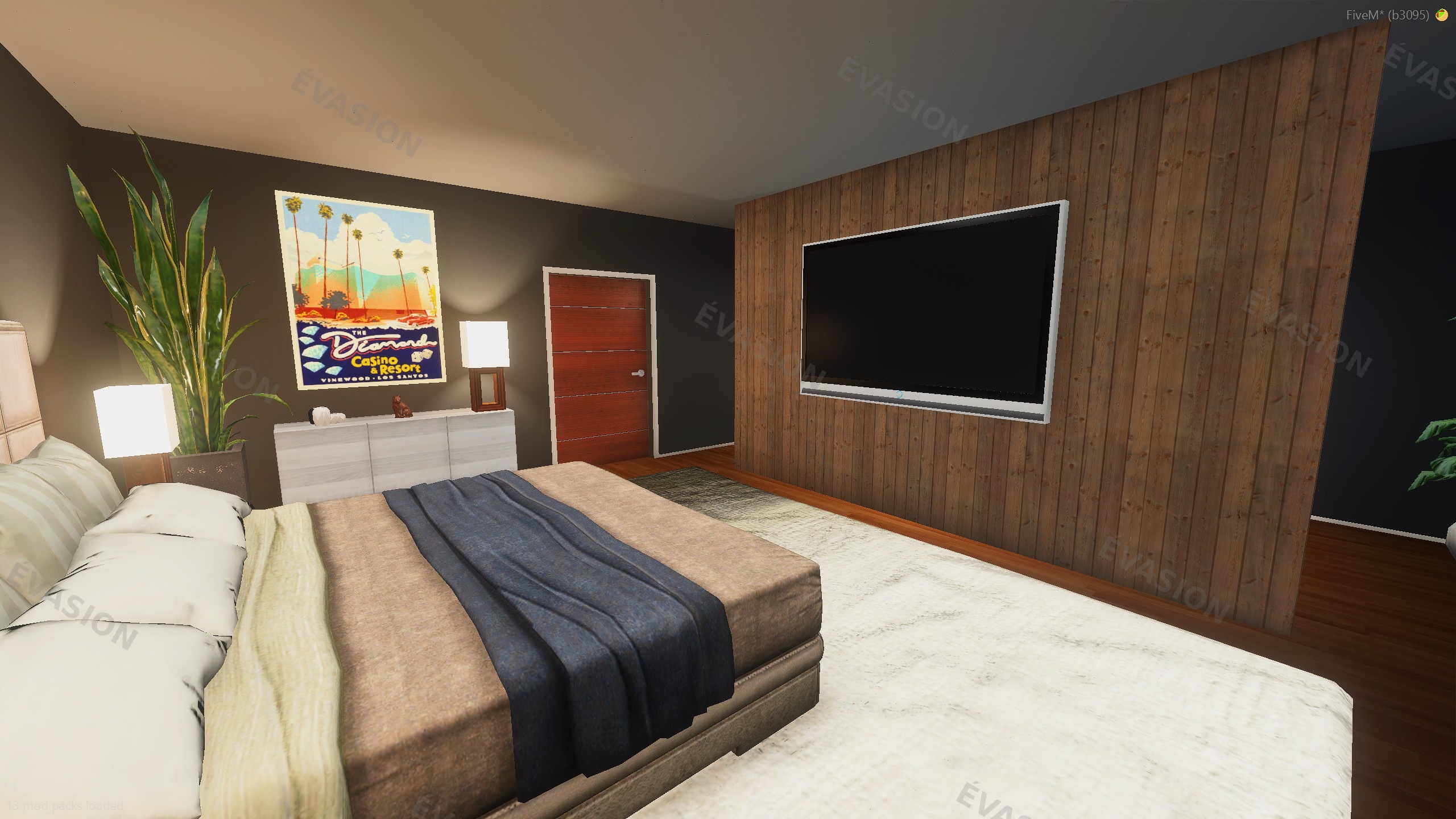 Chambre Moderne — Mur Bois et TV
